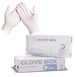 <b>Latex Powder-free Gloves:</b> <br> Box R85 (1 Box), <br> Case R800 (10 Boxes)