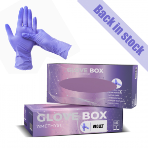 <b>Violet Nitrile Gloves:</b> <br> Box R110 (1 Box), <br> Case R990 (10 Boxes)